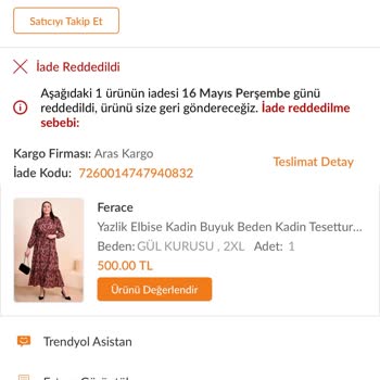 Aras Kargo Trendyol İademi Teslim Etmedi