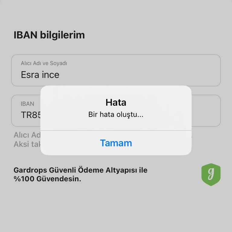 Gardrops Parayı Hesaba Aktarma Hata
