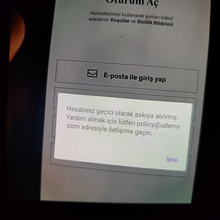 Udemy Hesabı Geçici Olarak Askıya Alındı