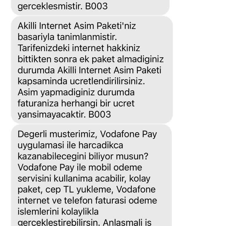 Vodafone Aşım Ücretinin Açıkça Söylenmemesi!
