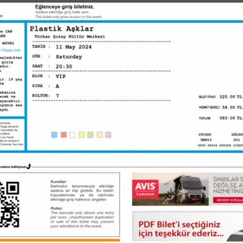 Biletix "plastik Aşklar" Antalya Türkan Şoray Kültür