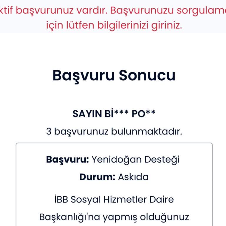 İBB - İstanbul Büyükşehir Belediyesi Yeni Doğan Destek Alamıyorum
