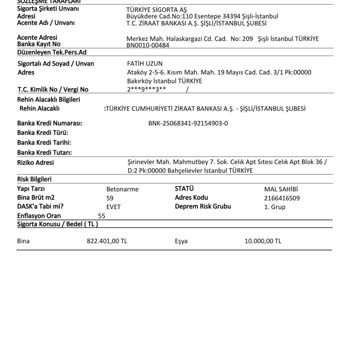 Ziraat Bankası'nın Habersiz Özel Konut Sigorta Bedeli Tahsil Etmesi