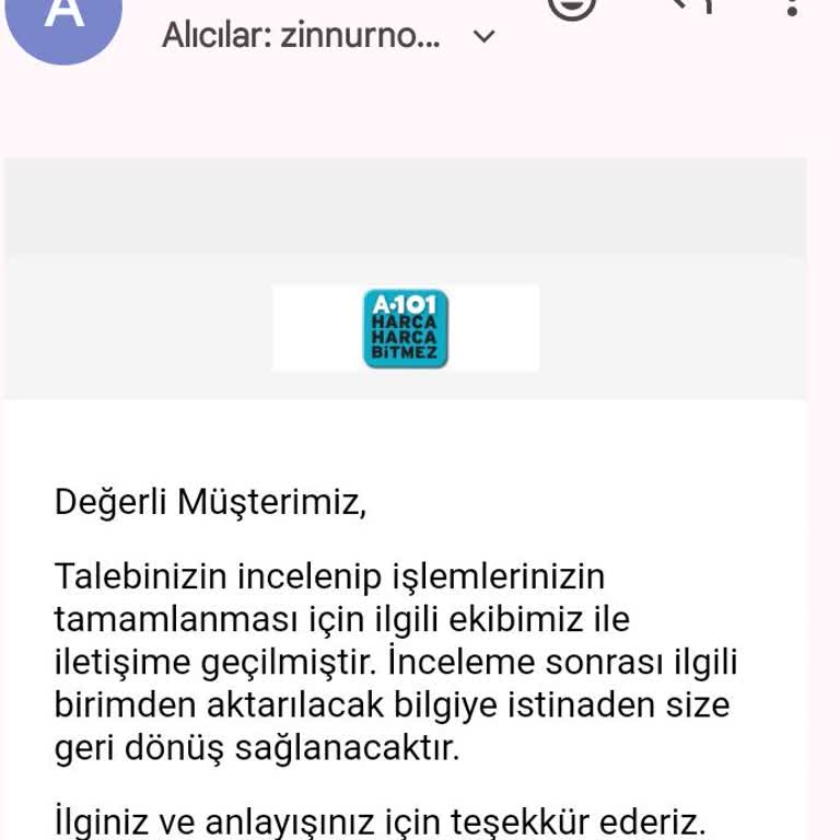 A101 Fatura Problemi, Fatura Mail Olarak Gönderilmiyor