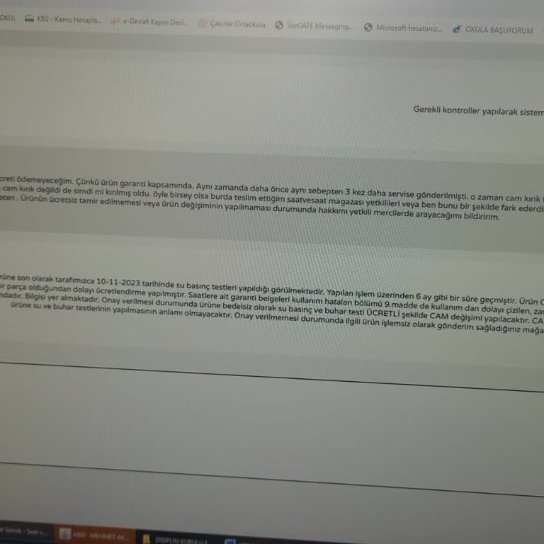 Saat & Saat Garanti Kapsamında Kabul Etmedi