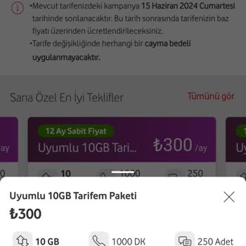 Vodafone'UN Tarife Yenilemedeki Ücret Artışını Çok Fazla Buluyorum.