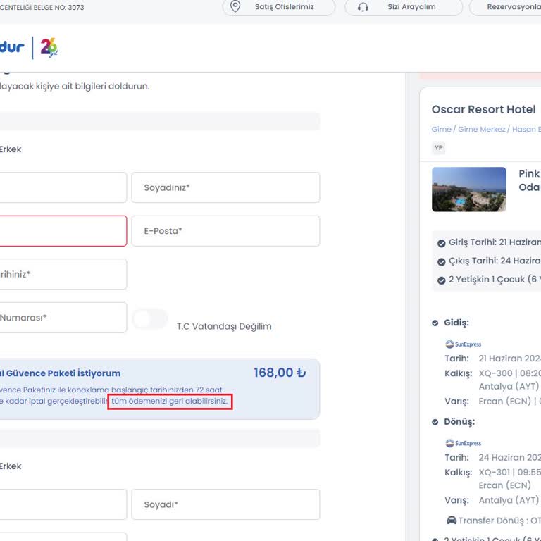 Tatilbudur Onaylanmamış Ve Seyahati Gerçekleşmemiş Rezervasyon Ücret Kesintisi