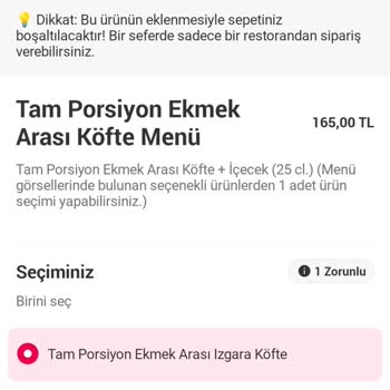 Köfteci Yusuf Siparişim Eksik Yollandı