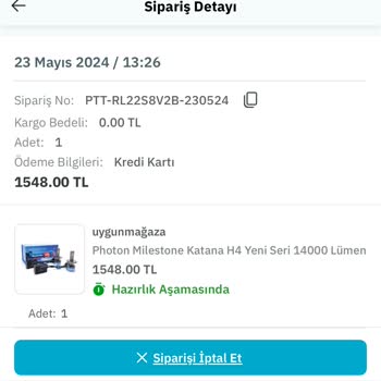 PttAVM Siparişim Şu An Açık Değildir