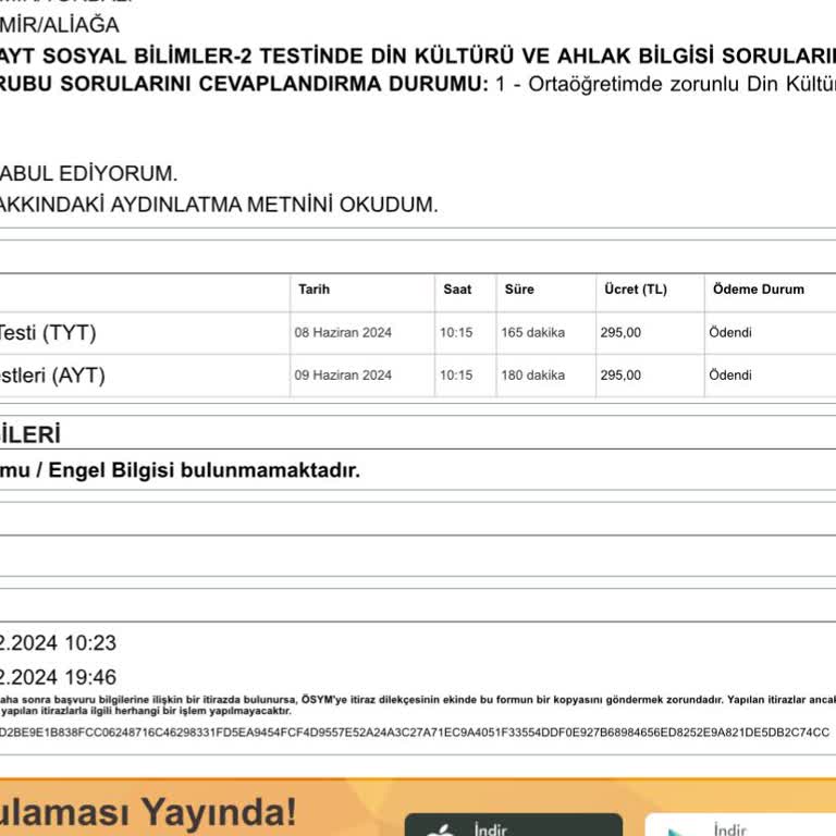 ÖSYM AYT İptal Etmek