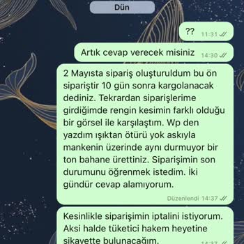 Bihem Markasının Bir Aydır Siparişimi Göndermemesi