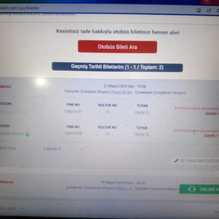 Obilet Para İadesi Yapmaması