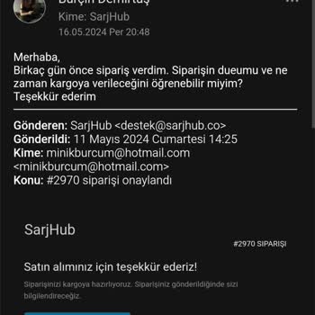 Sarjhub.co Siparişim Kargoya Verilmedi