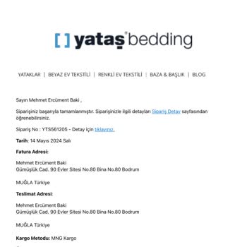 Yataş Yatak Faturası İle Eşleşmiyor.