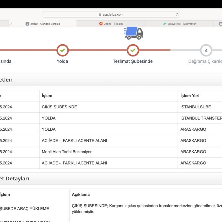 Jetizz Kargo Bilgim Dışında Sipariş İadesi