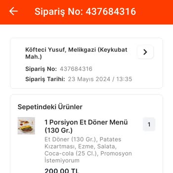 Köfteci Yusuf Et Döner Menüden Saç Kılı Çıktı