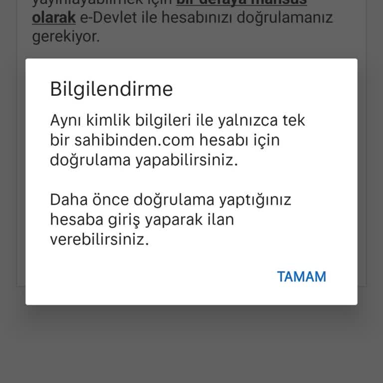 Sahibinden.com E Devlet Onayı