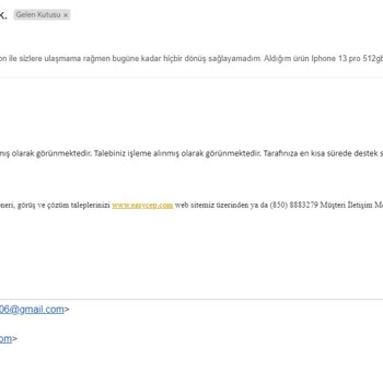 EasyCep Ulaşmayan Ürün Sorunu