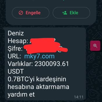 Usdttpk.com WhatsApp Üzerinden Gelen Mesaj