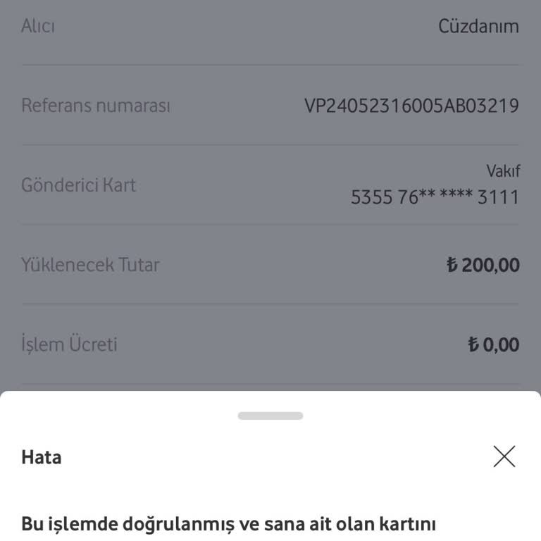 Vodafone Pay Ödeme Hizmeti Çalışmıyor.