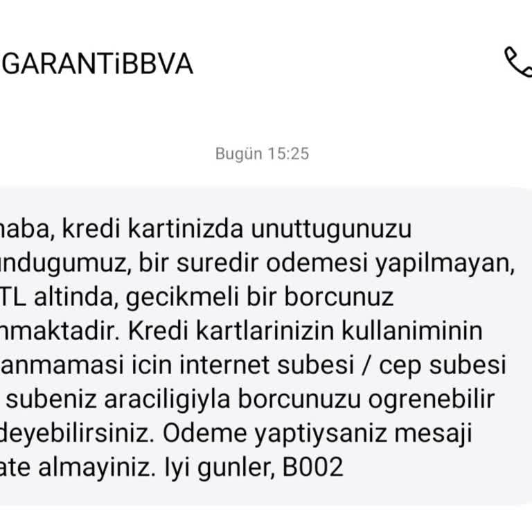 Garanti BBVA Kredi Kartı Gecikmeli Borç