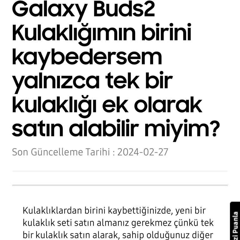 Samsung Telefon Galaxy Buds2 Kulaklığımın Birini Sıfır Fiyatından Fazla Ücret İstendi.