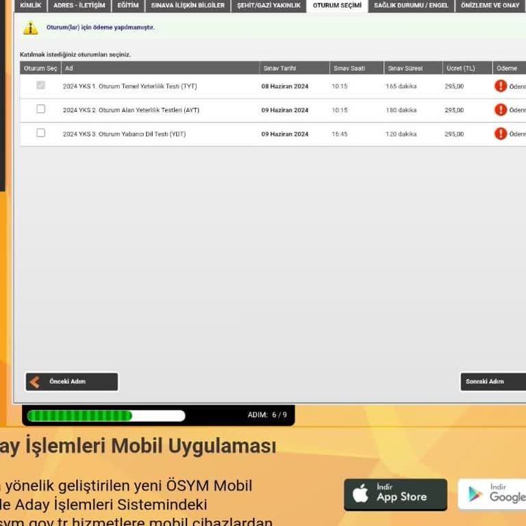 ÖSYM YKS 2024 Başvurum Gözükmüyor