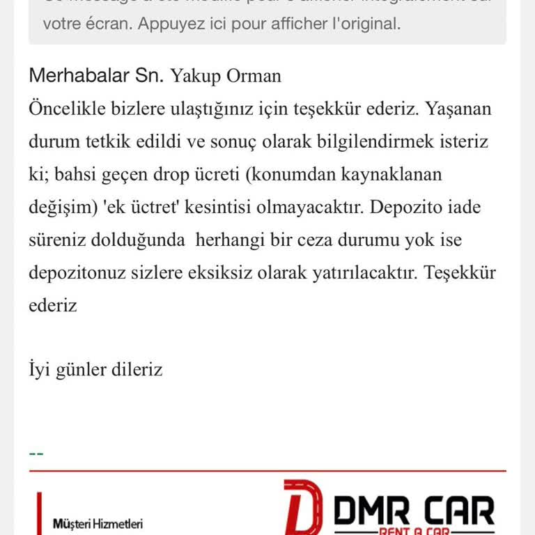 Dmr Car Araç Kiralama Depozito İade Edilmiyor
