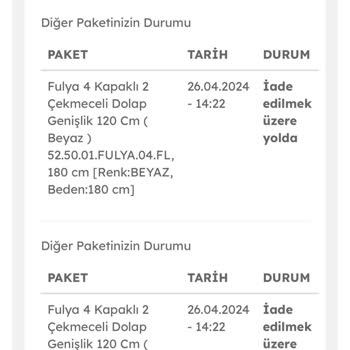 Trendyol İpek Mobilya İade Ücreti İni Alamıyorum