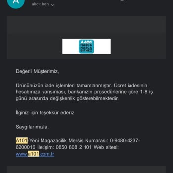 A101 Para İadesi Yapılmadı