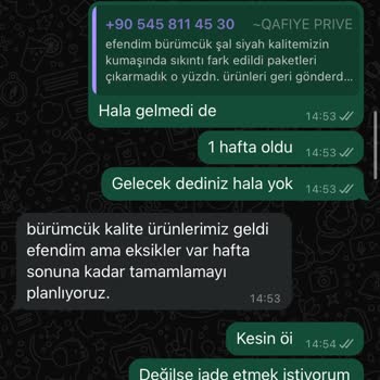 Qafiye Prive Gönderilmeyen Şallarım Ve İade Edilmeyen Param