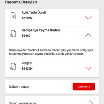 Vodafone Cayma Bedeli Şikayetim
