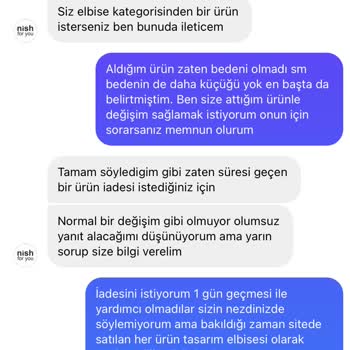 Nish For You Alınan Ürünü İade Etmedi!