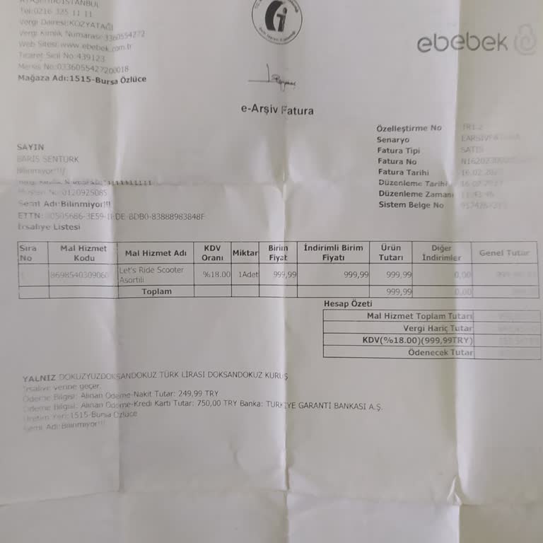 Ebebek Mağazası Garanti Dışı Bırakılan Tüketici Hatas