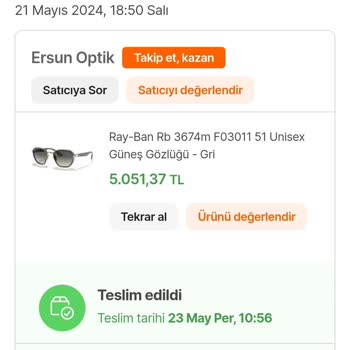 Ersun Optik Kullanılmış Ürün Gönderdi