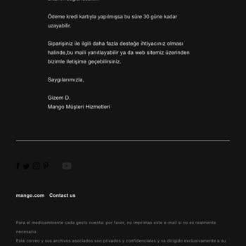 Mango Online App De Ürün Stok Olmasına Rağmen Siparişim İptal Edildi