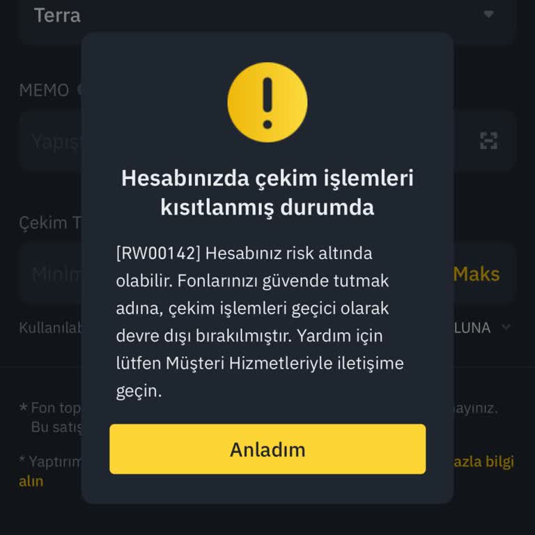 Binance Çekim İşlemine Kapalı