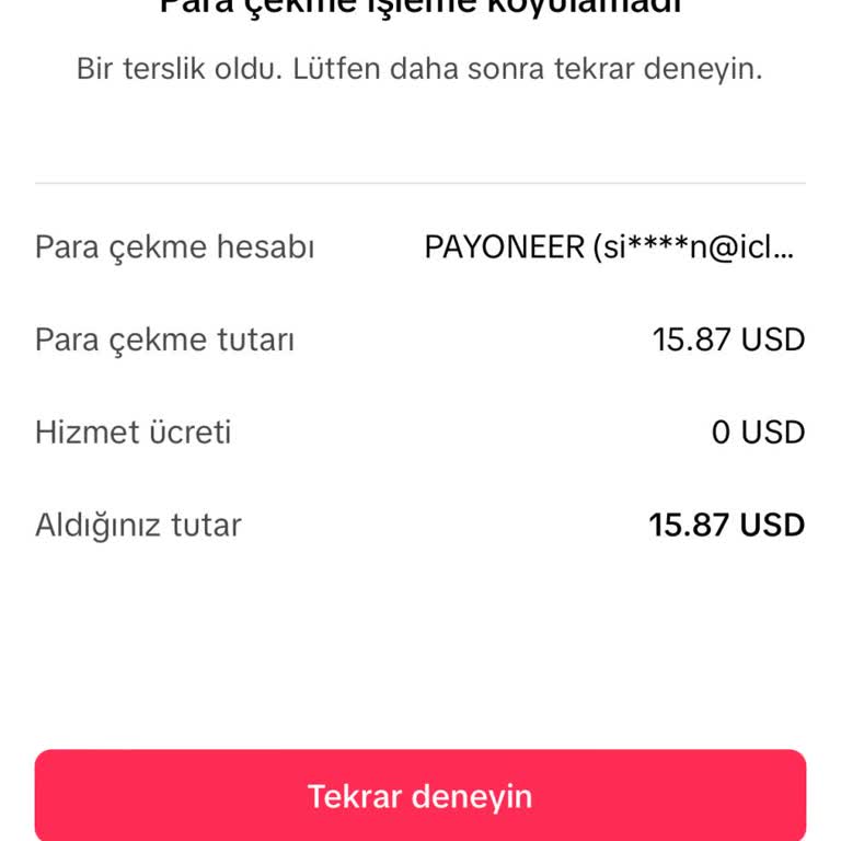 Unable to Withdraw Funds from TikTok to Payoneer