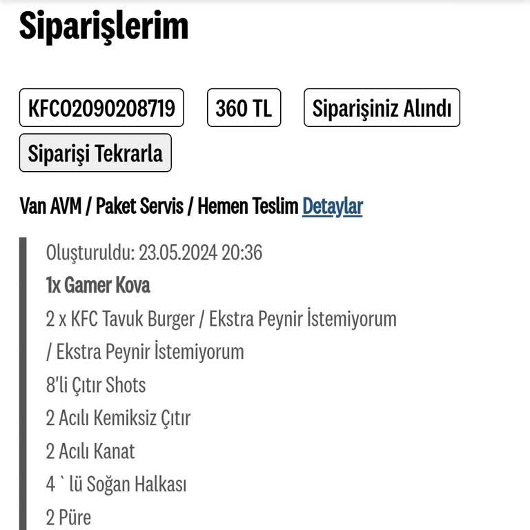 KFC Pişmanlıktır Son Siparişimdi