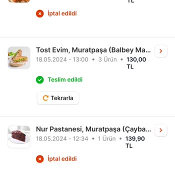 Migros Yemek 1 Saat Sonra Gelen İptaller