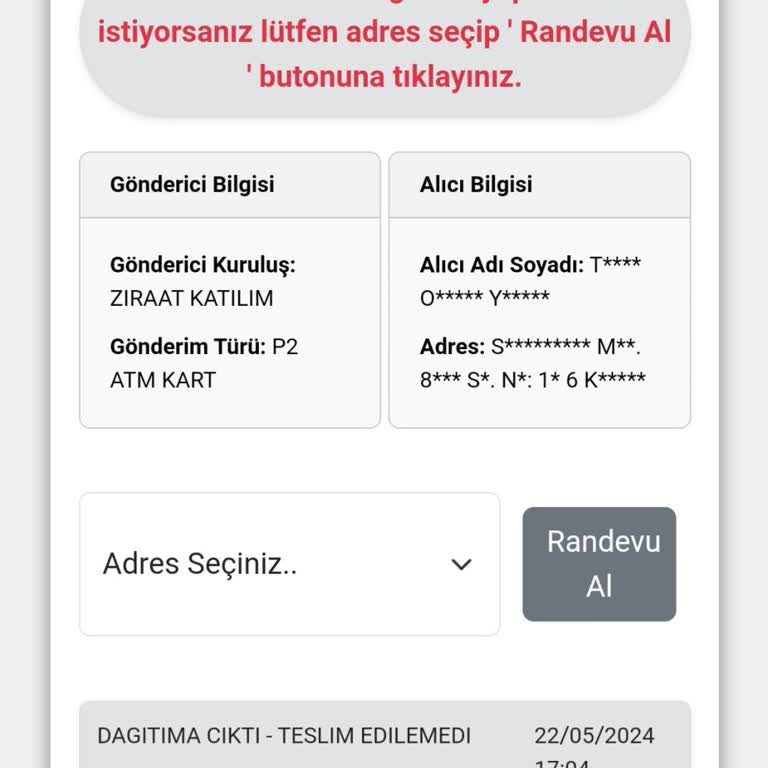 Kuryenet Şanlıurfa Kartımı Adresime Getirmiyor.