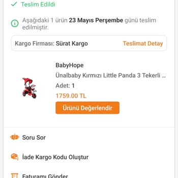 Trendyol Yanlış Ürün Gönderdiler