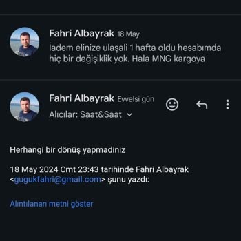 Saat & Saat Ücret İadesi Yapmıyor Ve Dönüş Sağlamıyor