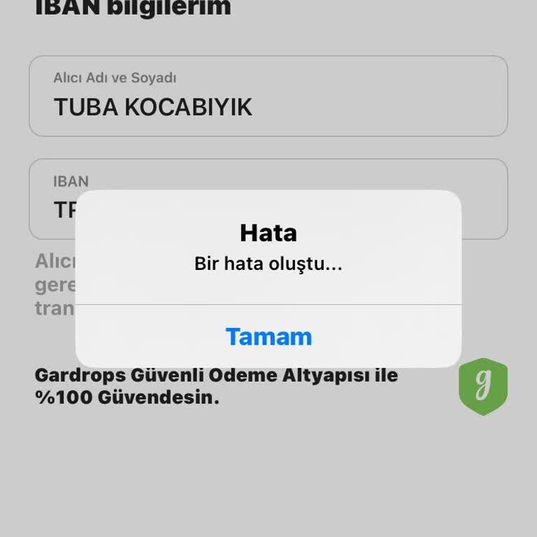 Gardrops IBAN Hatası Veriyor