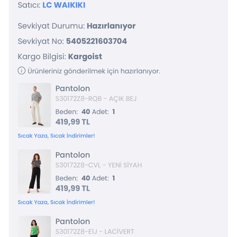 LC Waikiki Siparişim Hazırlanıyor Diyor Fakat Ben İptal Edemiyorum