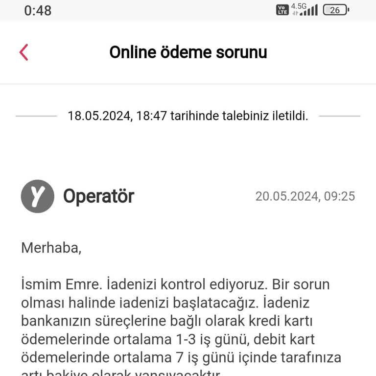 Yemeksepeti Paramı İade Etmiyorlar