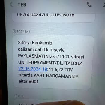 United Payment Kredi Kartından Bilgim Dışında İşlem