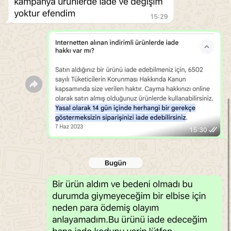 Sehrimodabutik Sitesi İade Kabul Etmiyor