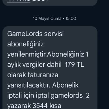 Game Lords Yanlış Tıklama İle Kesilen Ücretin İadesini İstiyorum!