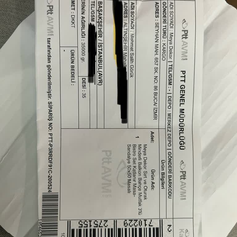 Meya Dekor Masa Ölçüsü Hatalı